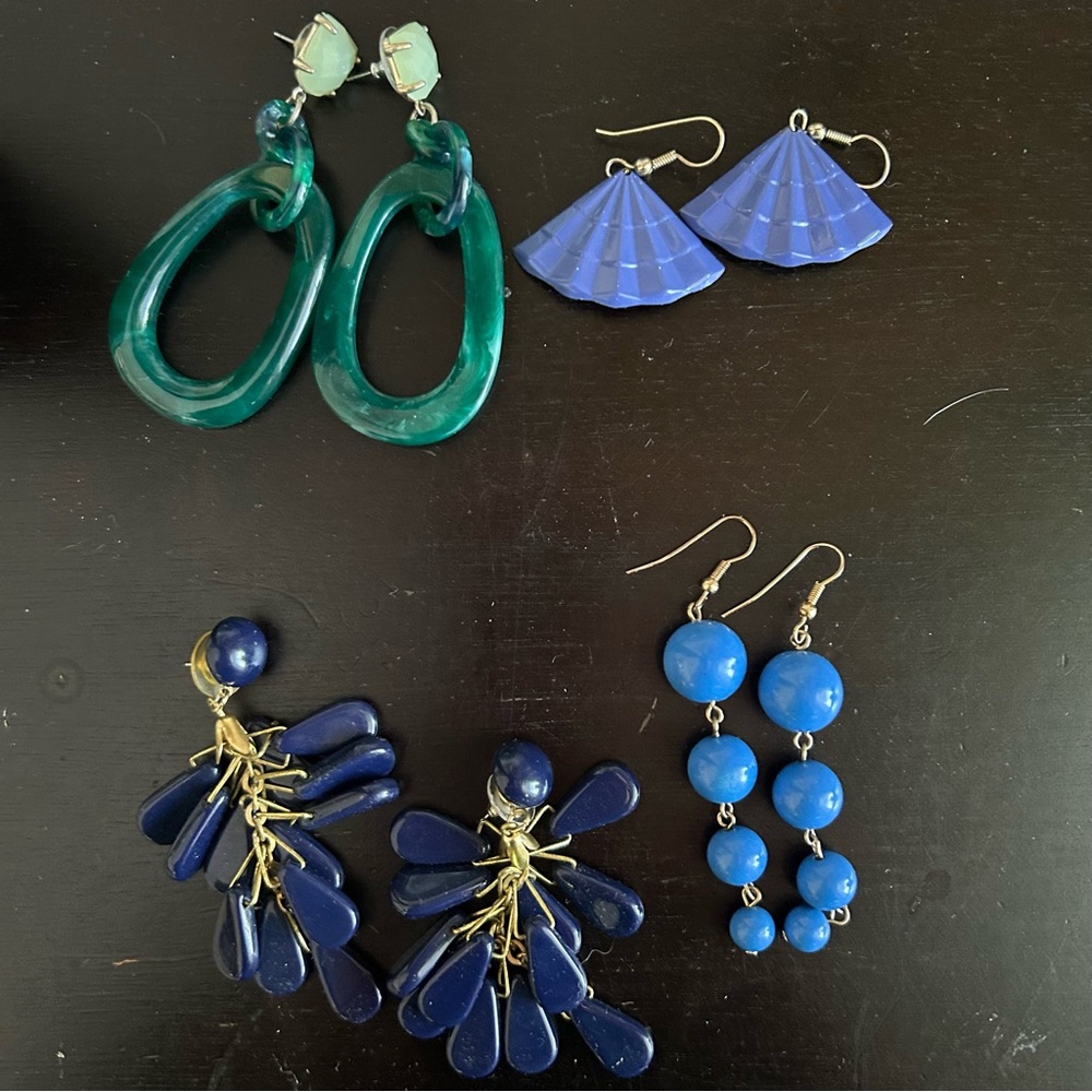 Blue & Green Statement Earring Bundle | Retro Acrylic + Dangle Styles